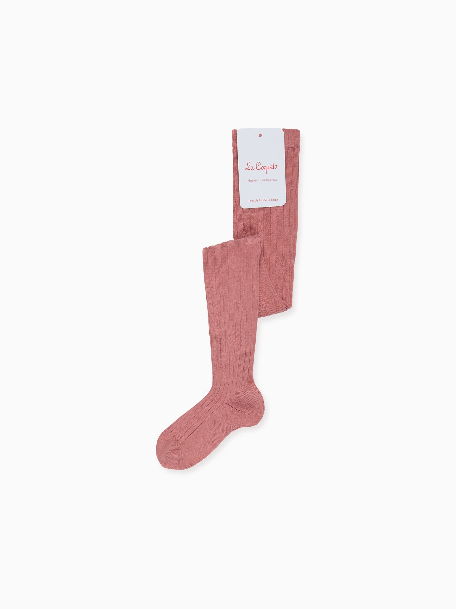 Terracotta Ribbed Kids Tights