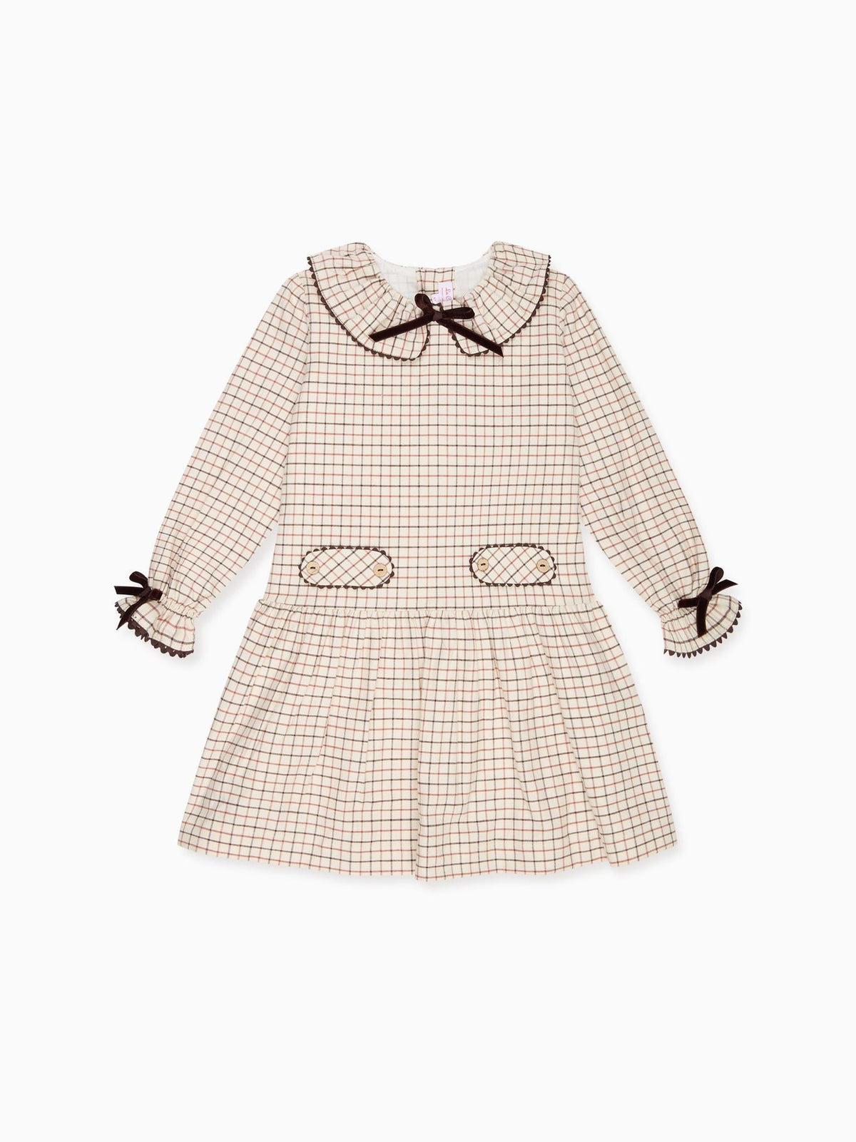 Caramel Check Tessa Girl Drop Waist Dress