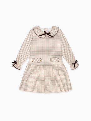 Caramel Check Tessa Girl Drop Waist Dress