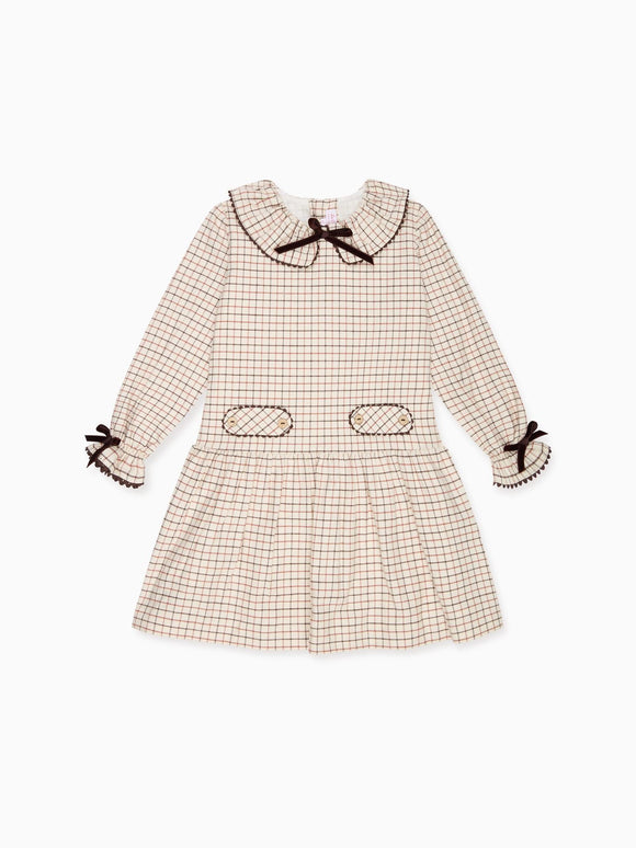 Caramel Check Tessa Girl Drop Waist Dress