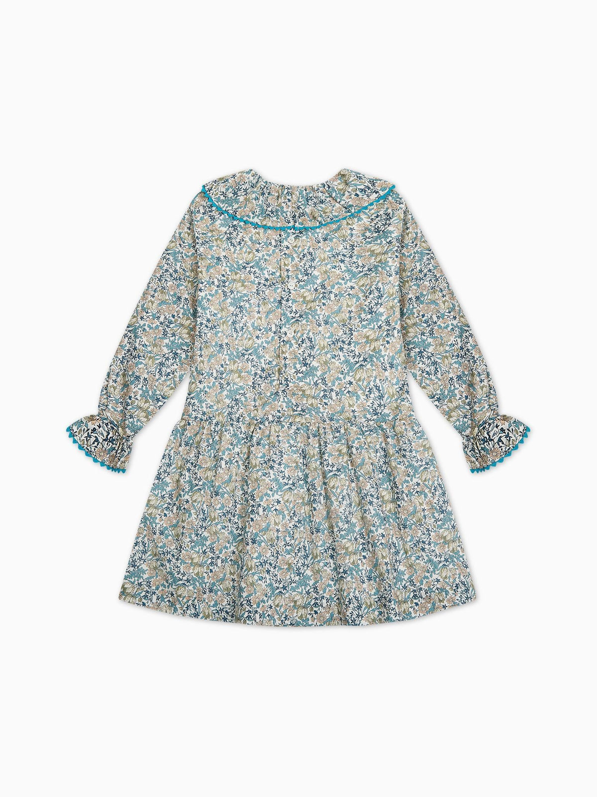 Teal Floral Tessa Liberty Girl Drop Waist Dress