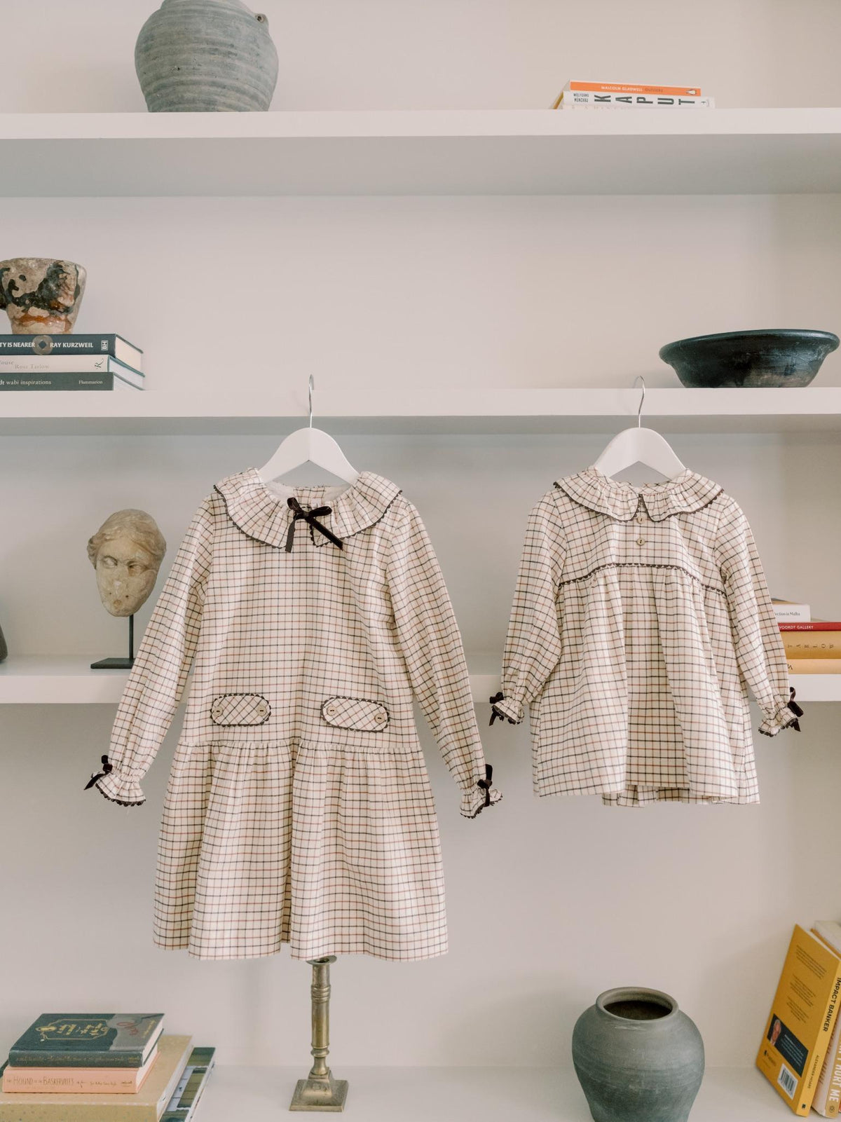 Caramel Check Tessa Girl Drop Waist Dress