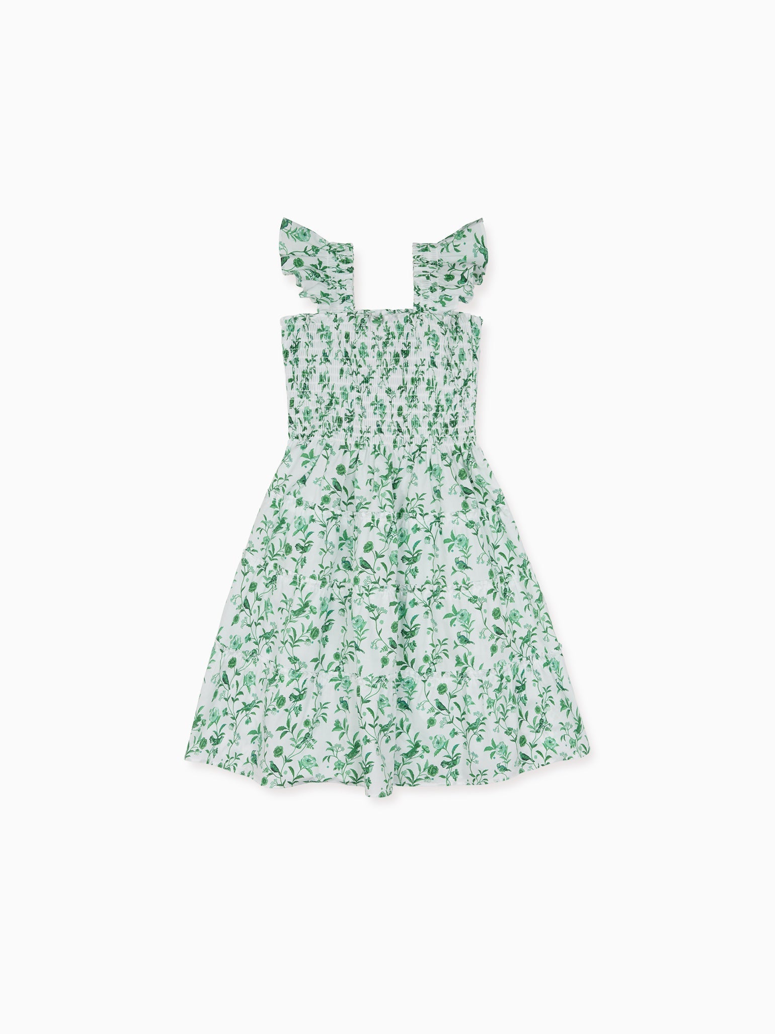 Hill House Home X La Coqueta Green Bird Floral Tiny Ellie Nap Dress