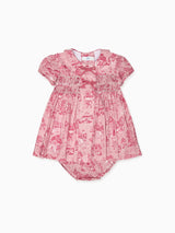 Nicky Hilton x La Coqueta Pink Toile de Jouy Theodora Baby Girl Hand-Smocked Set
