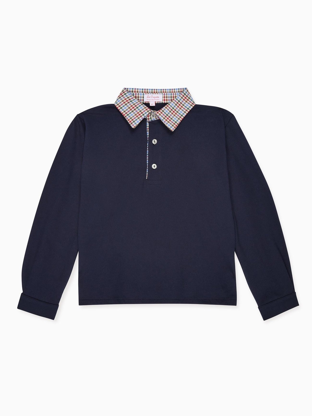 Navy Check Tijo Long Sleeve Boy Rugby Shirt