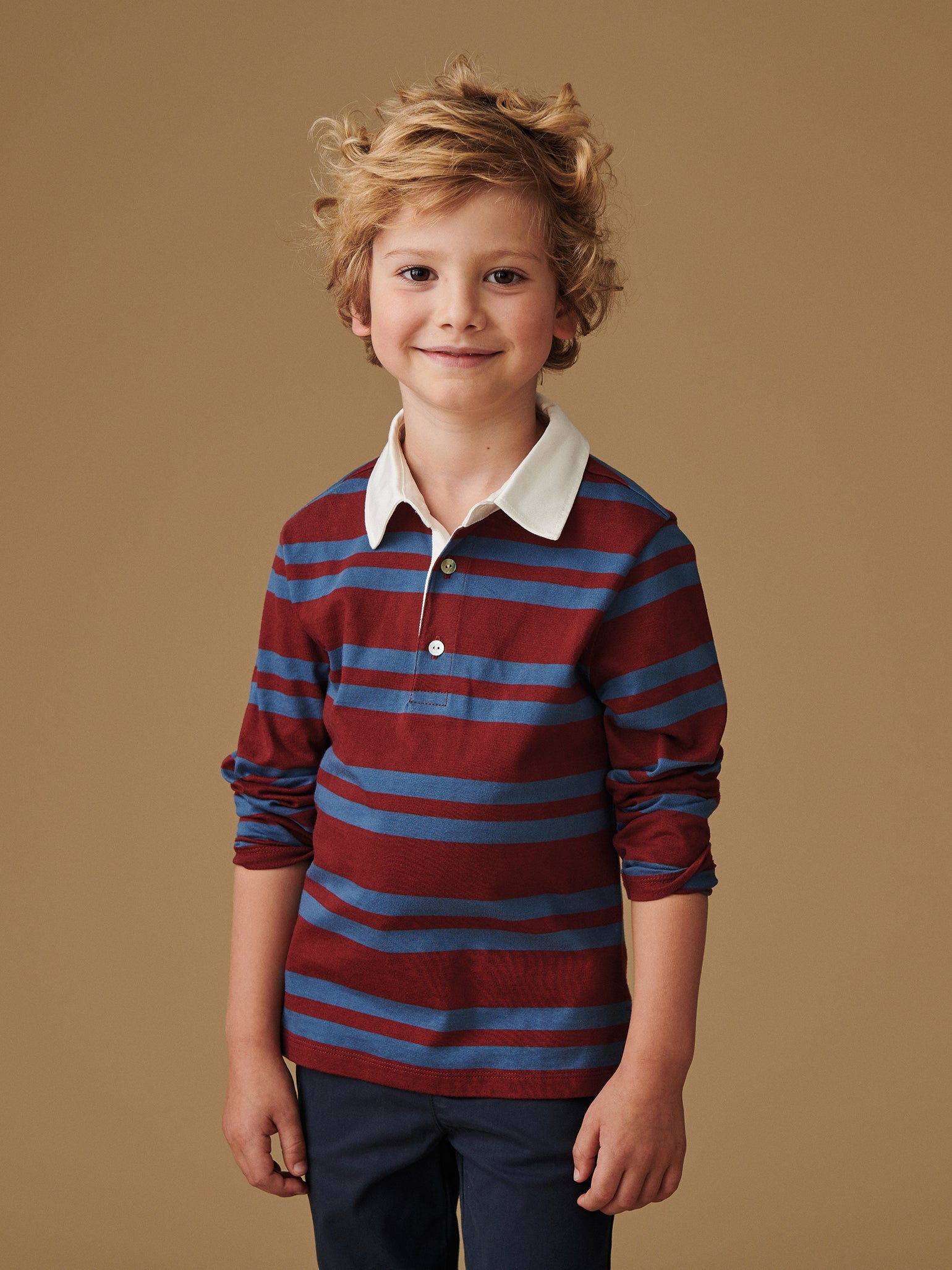 Blue Stripe Tijo Long Sleeve Boy Rugby Shirt