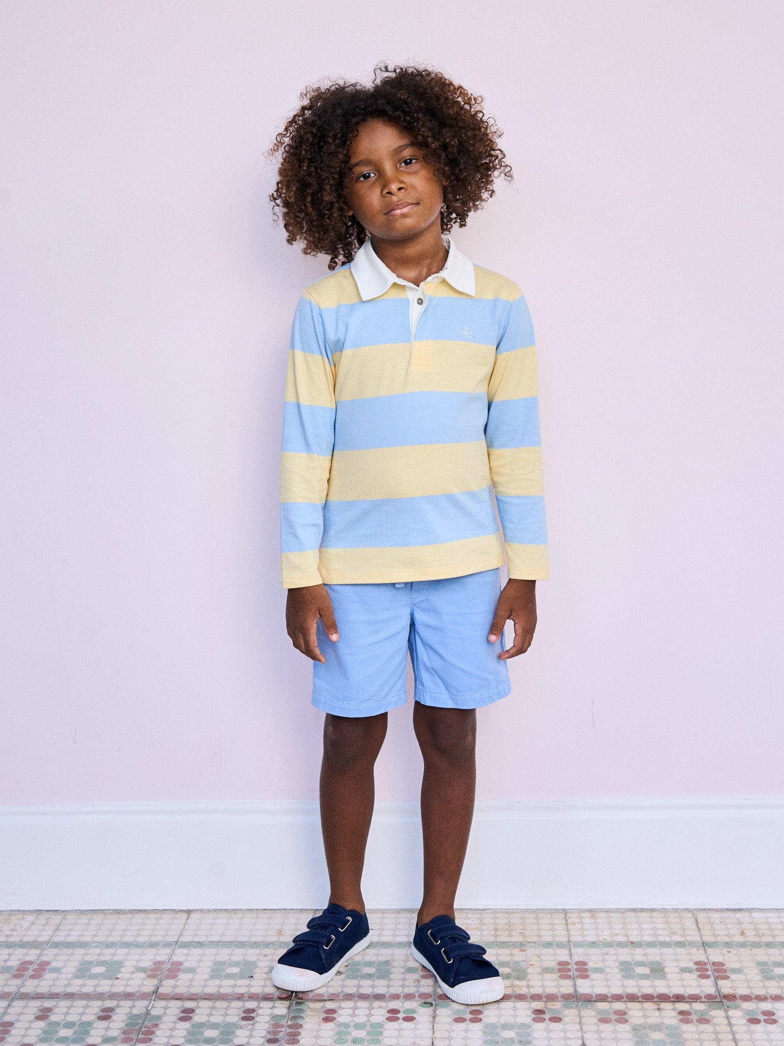 Lemon Stripe Tijo Long Sleeve Boy Rugby Shirt