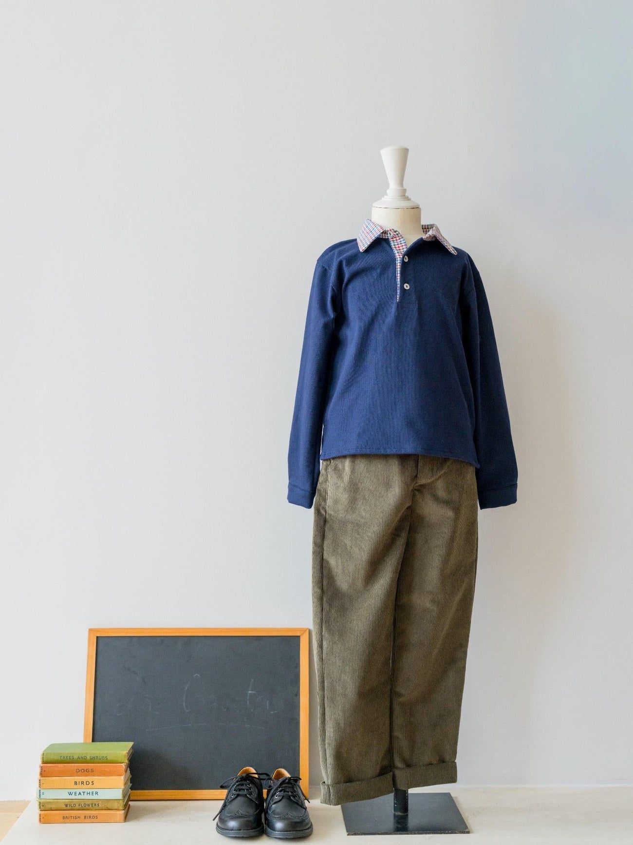 Navy Check Tijo Long Sleeve Boy Rugby Shirt