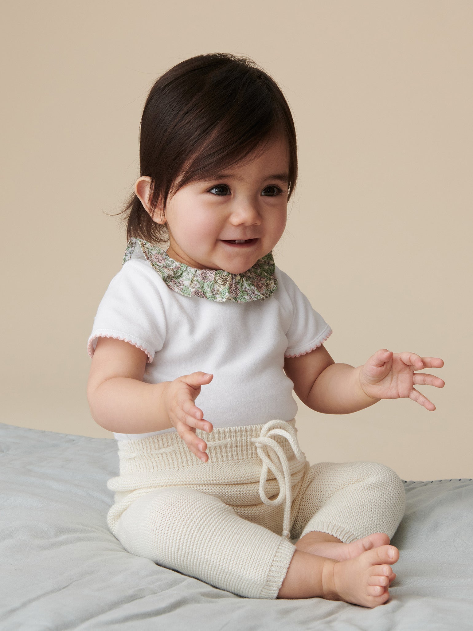 Ivory Fino Cotton Baby Knitted Trousers