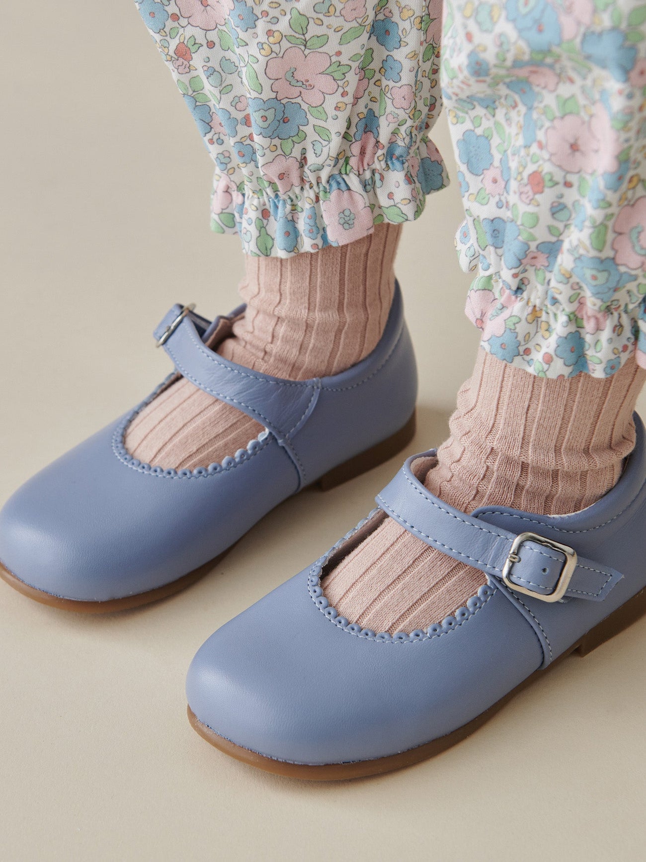 Dusty Blue Leather Toddler Mary Jane Shoes