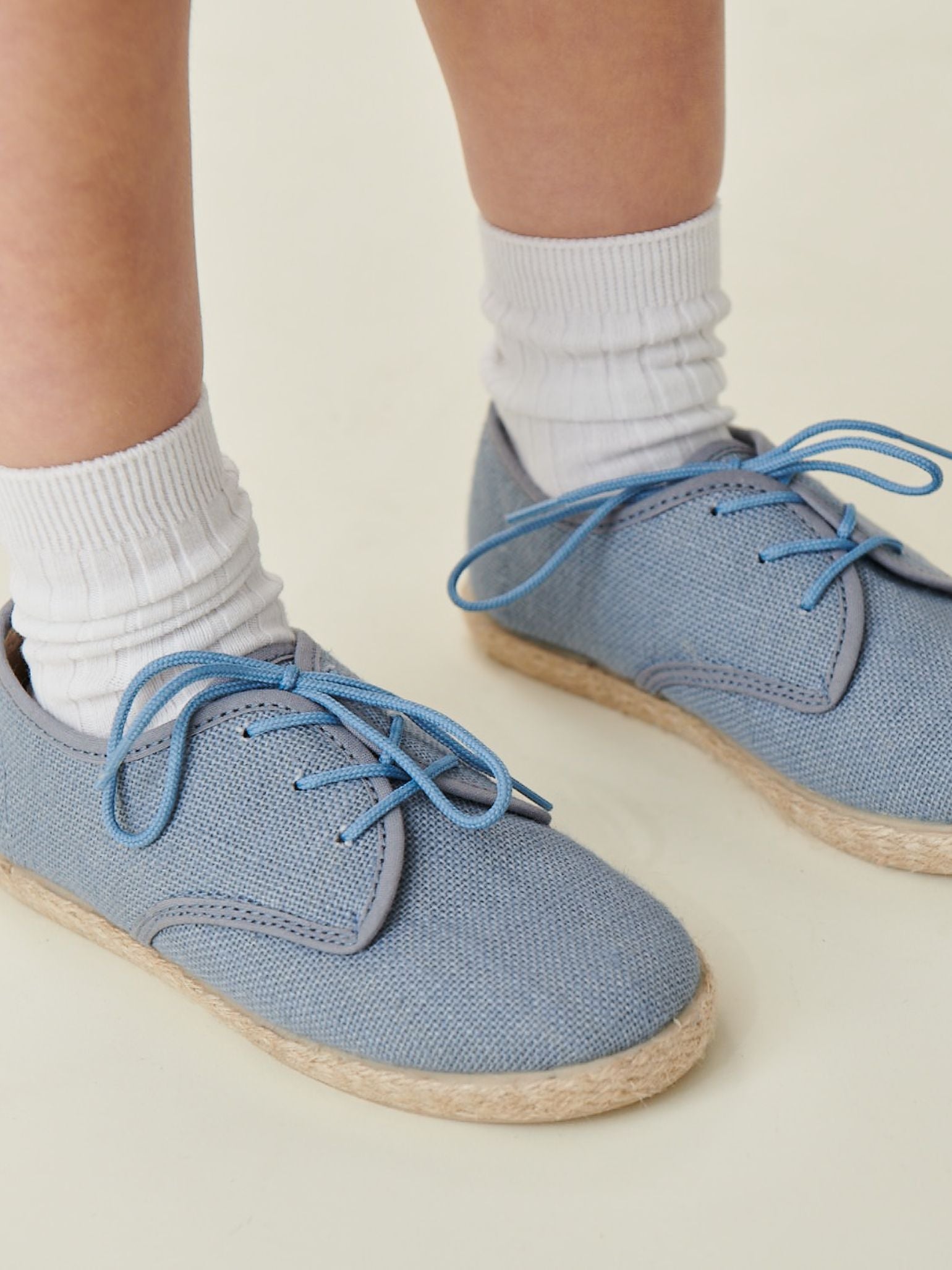 Dusty Blue Rowan Canvas Boy Lace Up Espadrille