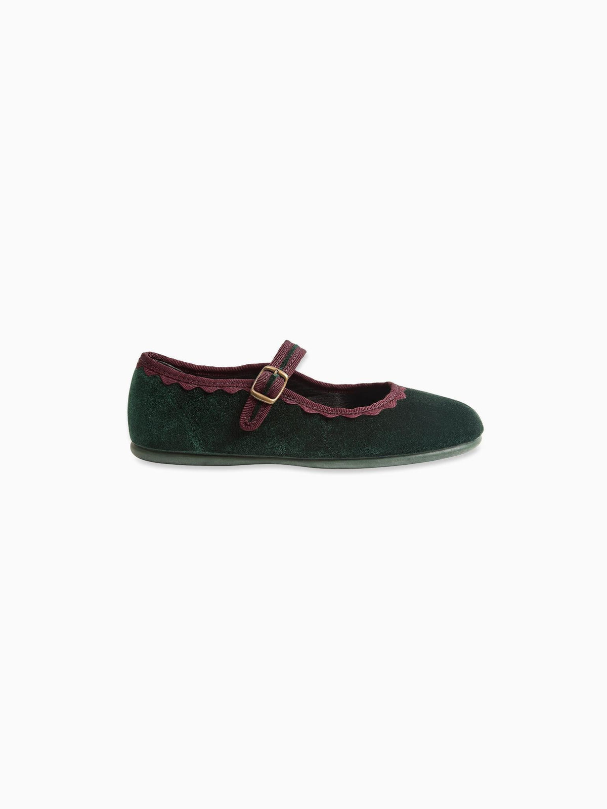 Forest Green Velvet Girl Mary Jane Shoes