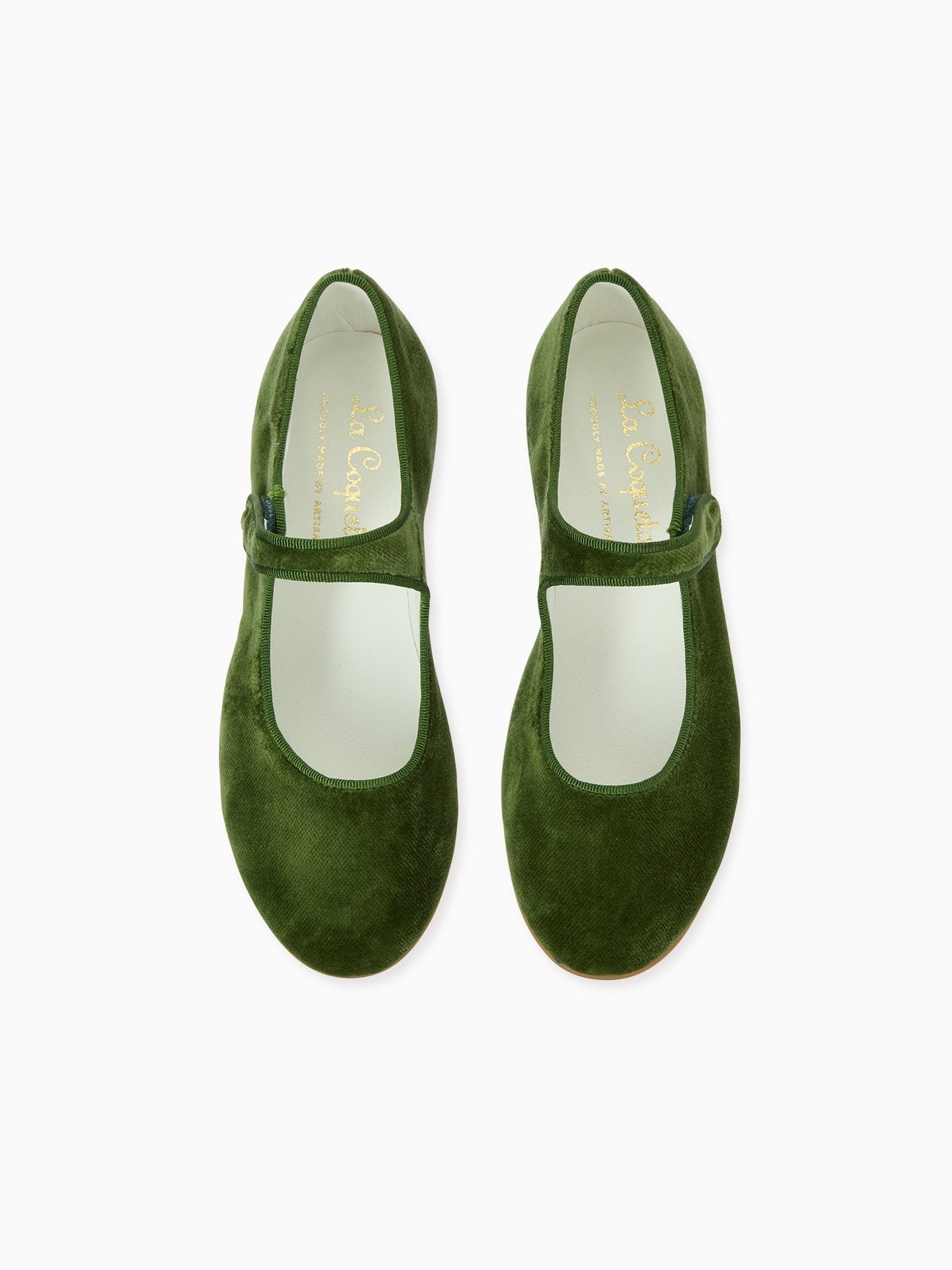 Forest Green Velvet Girl Mary Jane Shoes