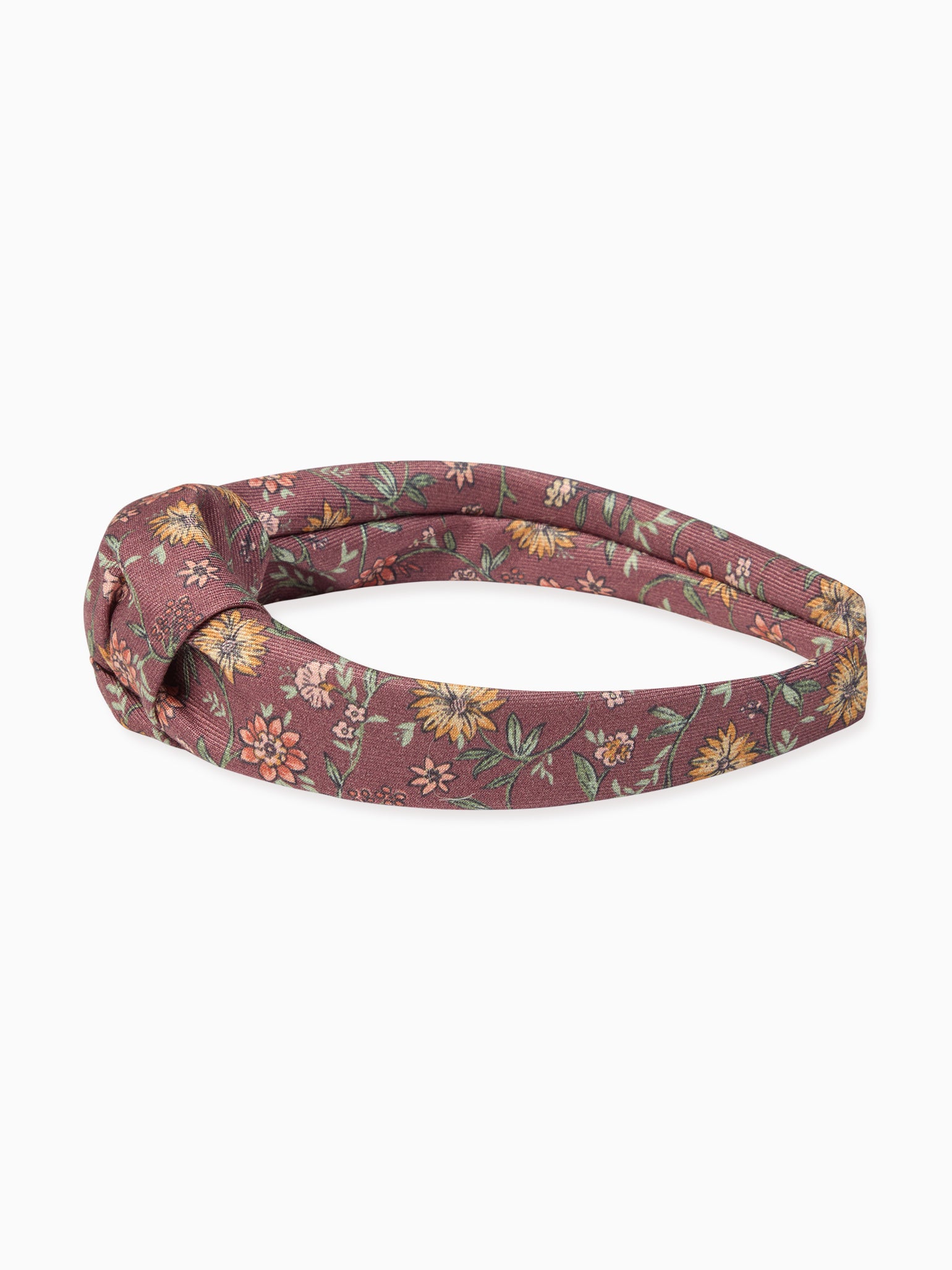 Burgundy Floral Girl Top Knot Headband