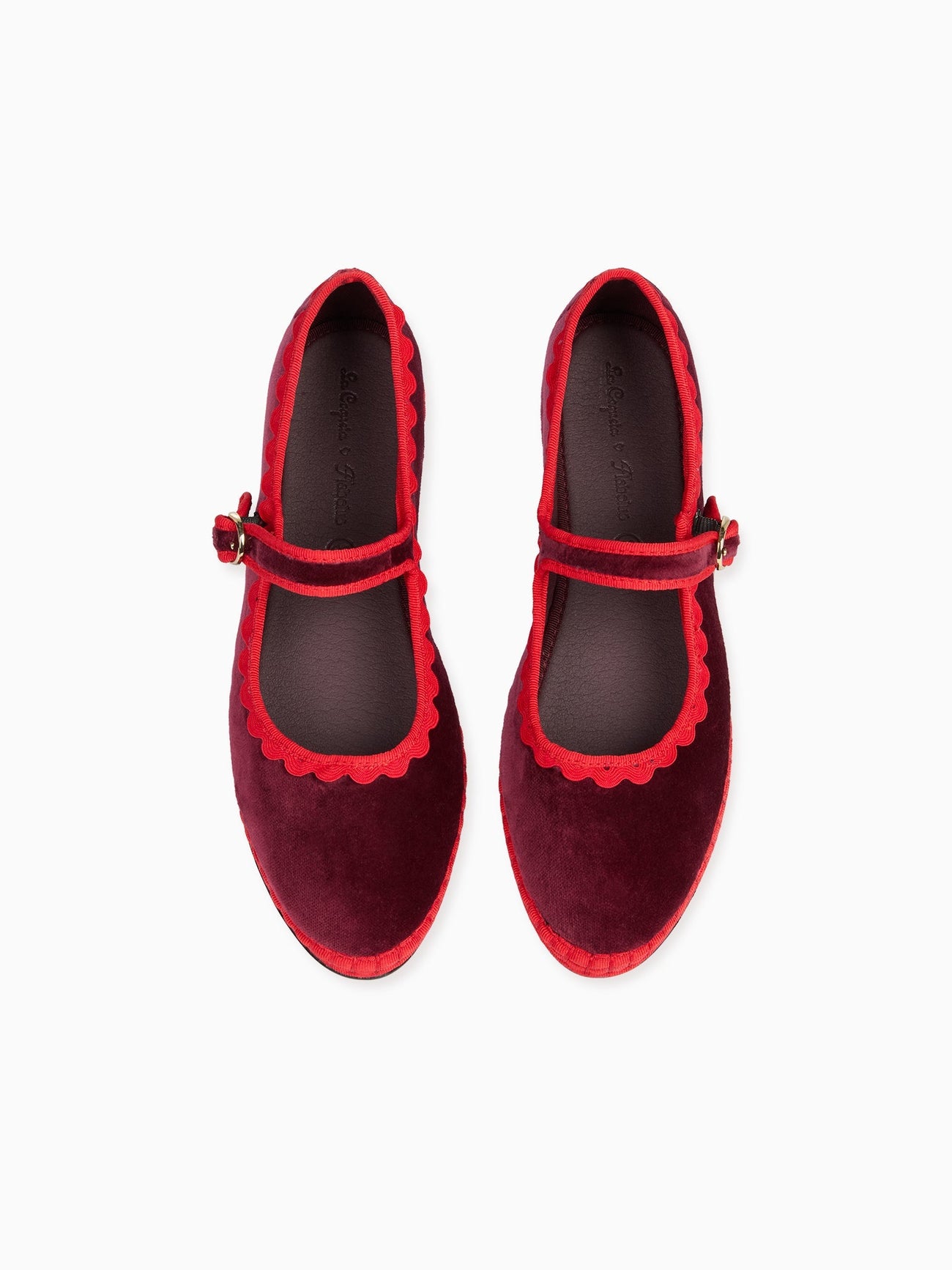 Flabelus x La Coqueta Woman Burgundy Velvet Mary Jane Shoes