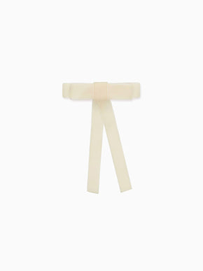 Off White Velvet Ribbon Girl Bow