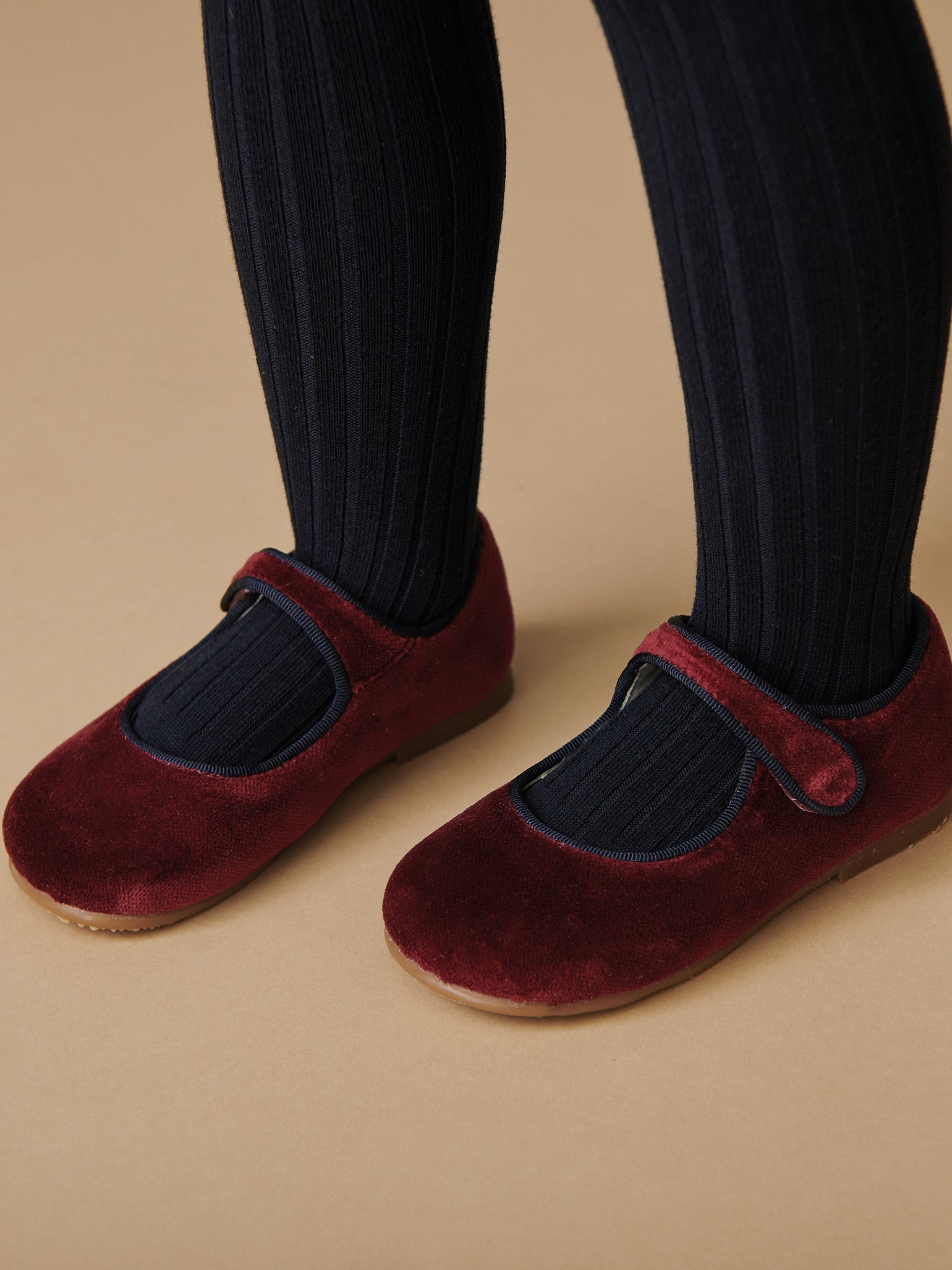 Burgundy Velvet Girl Mary Jane Shoes