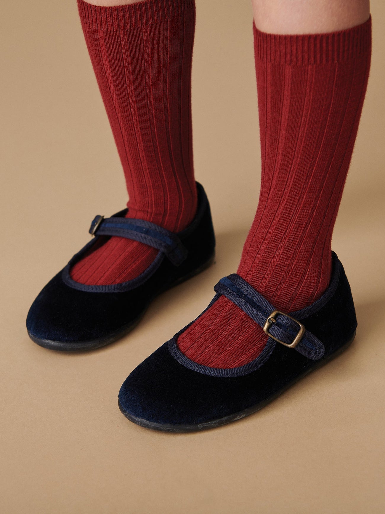 Navy Velvet Girl Mary Jane Shoes