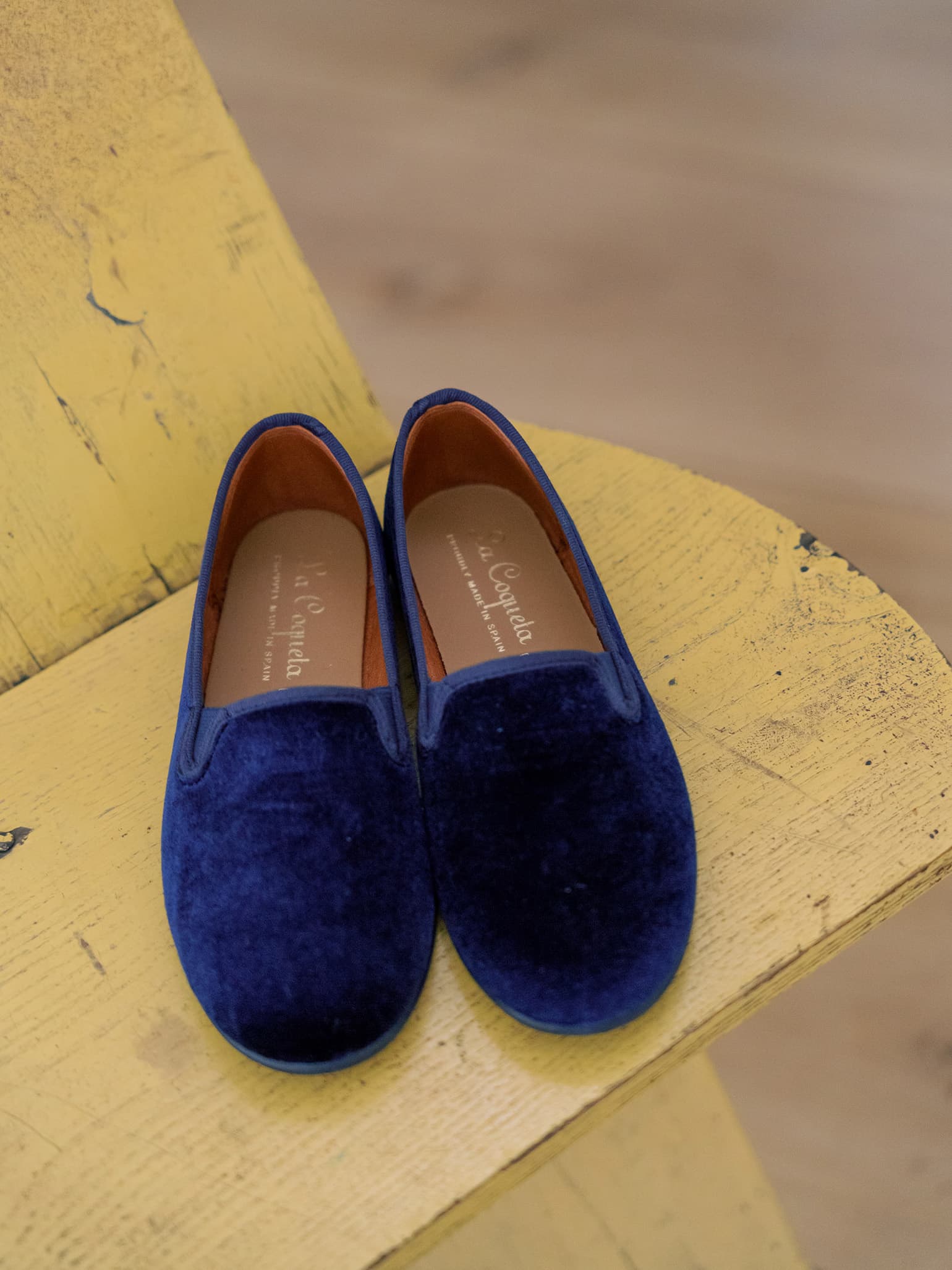 Navy Velvet Kids Slipper Shoes