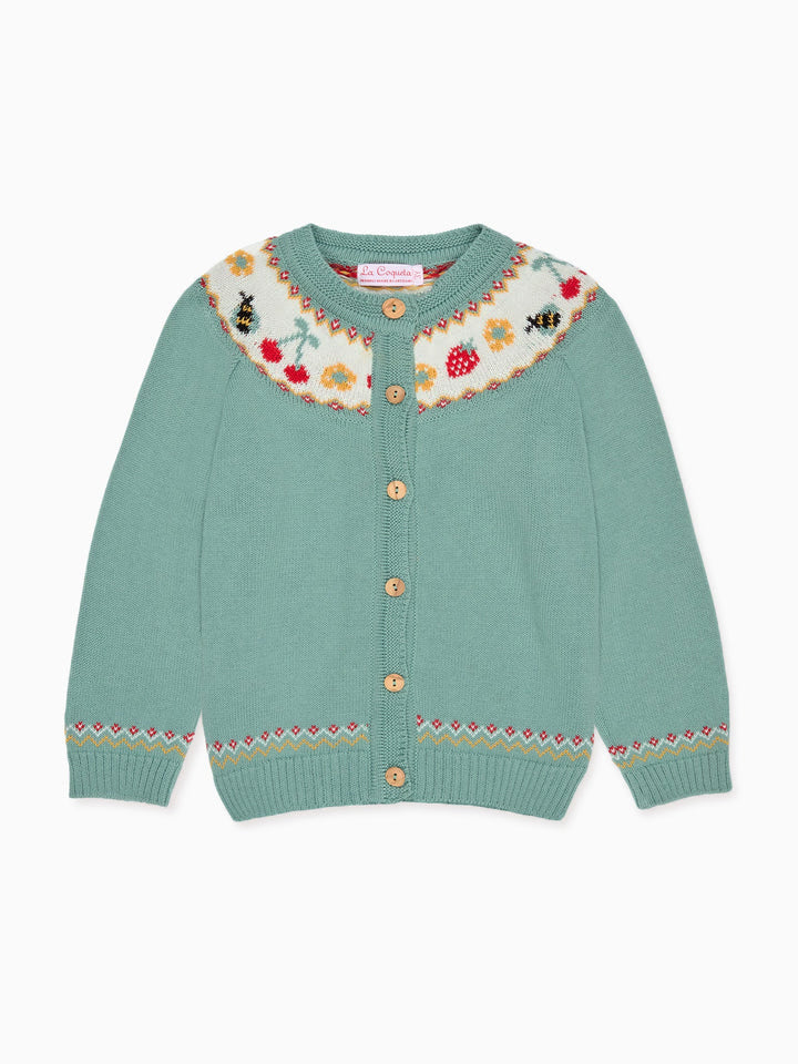 Sage Green Verano Cotton Girl Cardigan