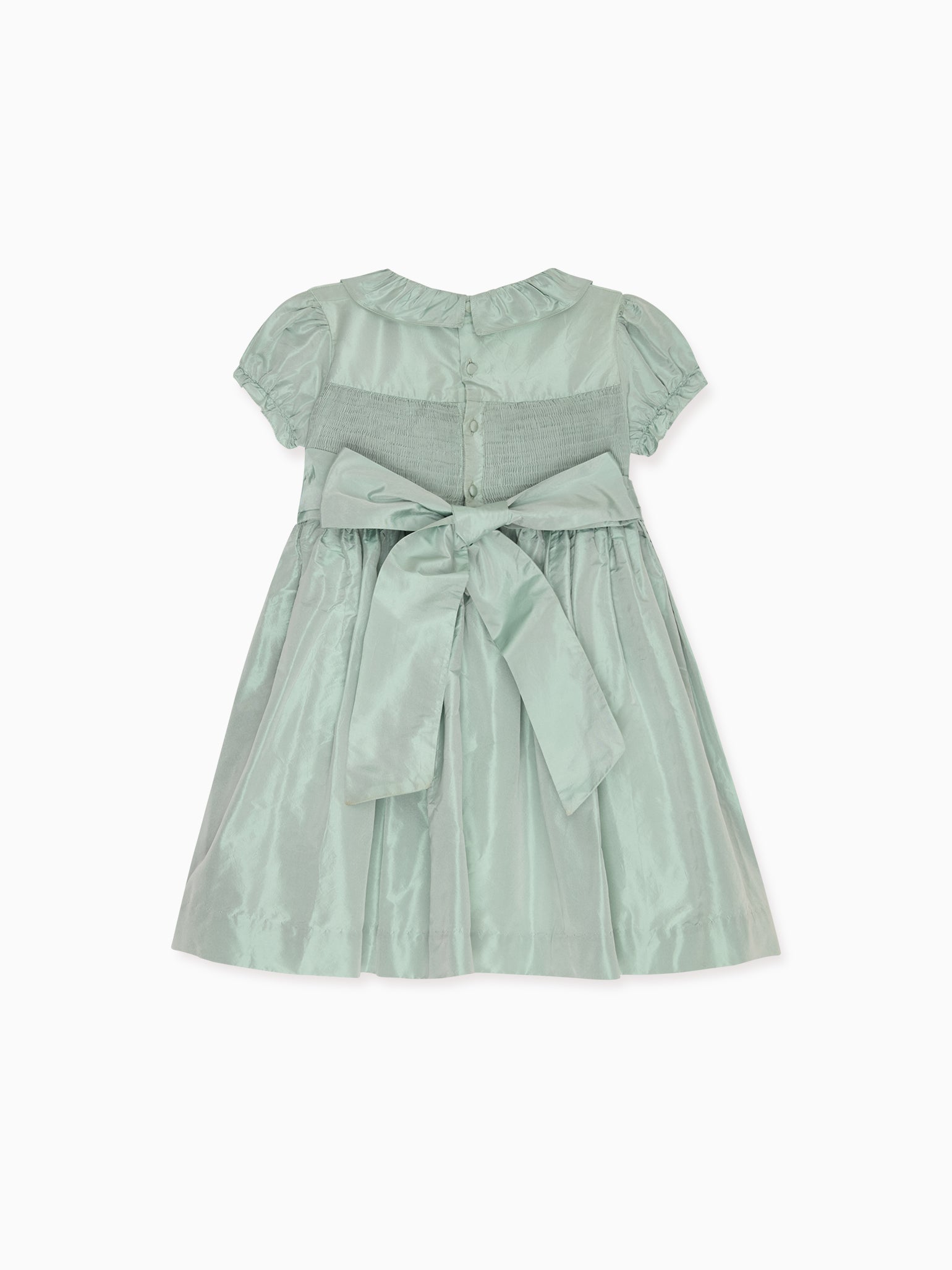 Sage Verity Silk Ceremony Girl Hand-Smocked Dress