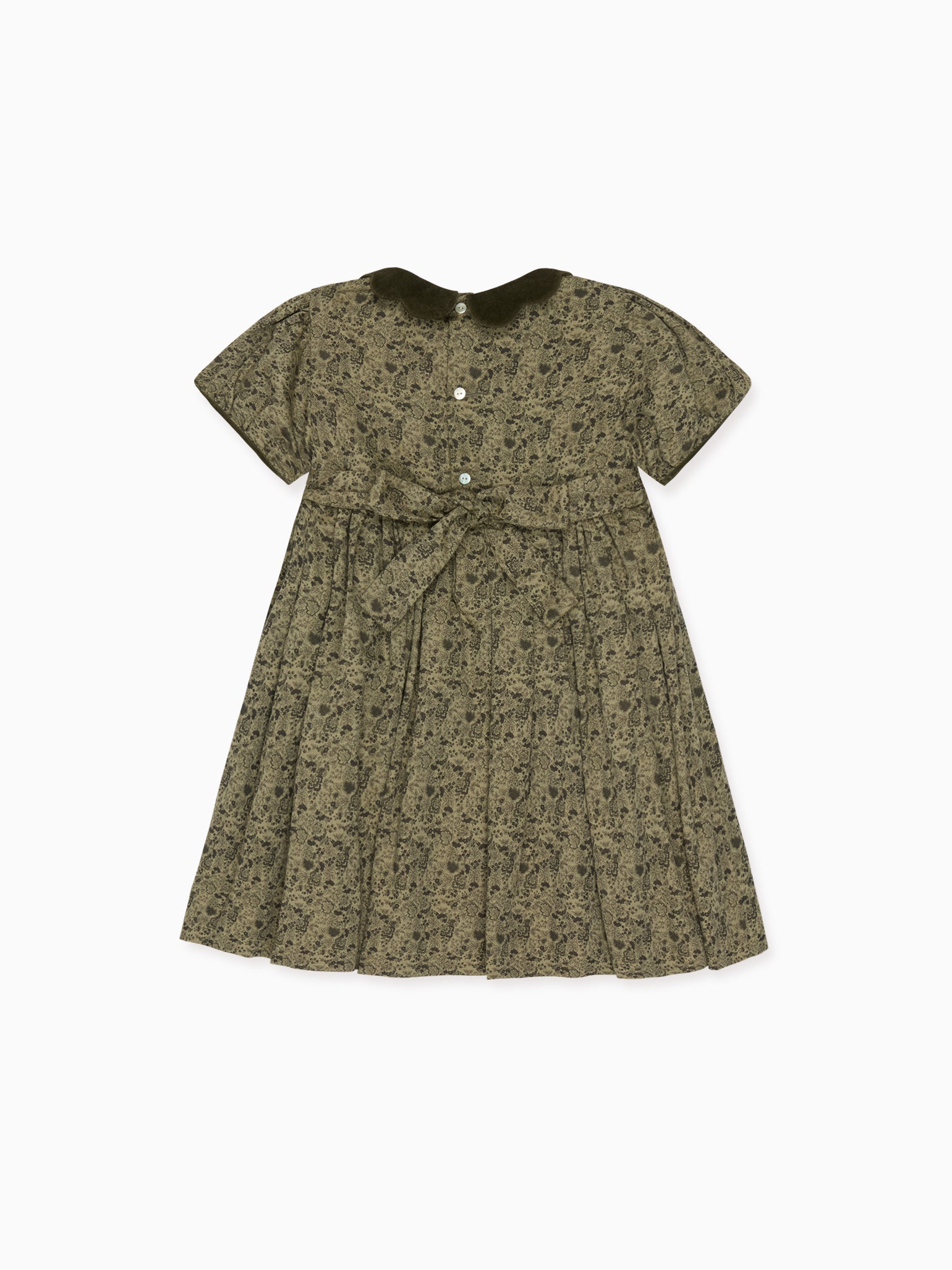 Green Floral Victoria Girl Hand-Smocked Dress