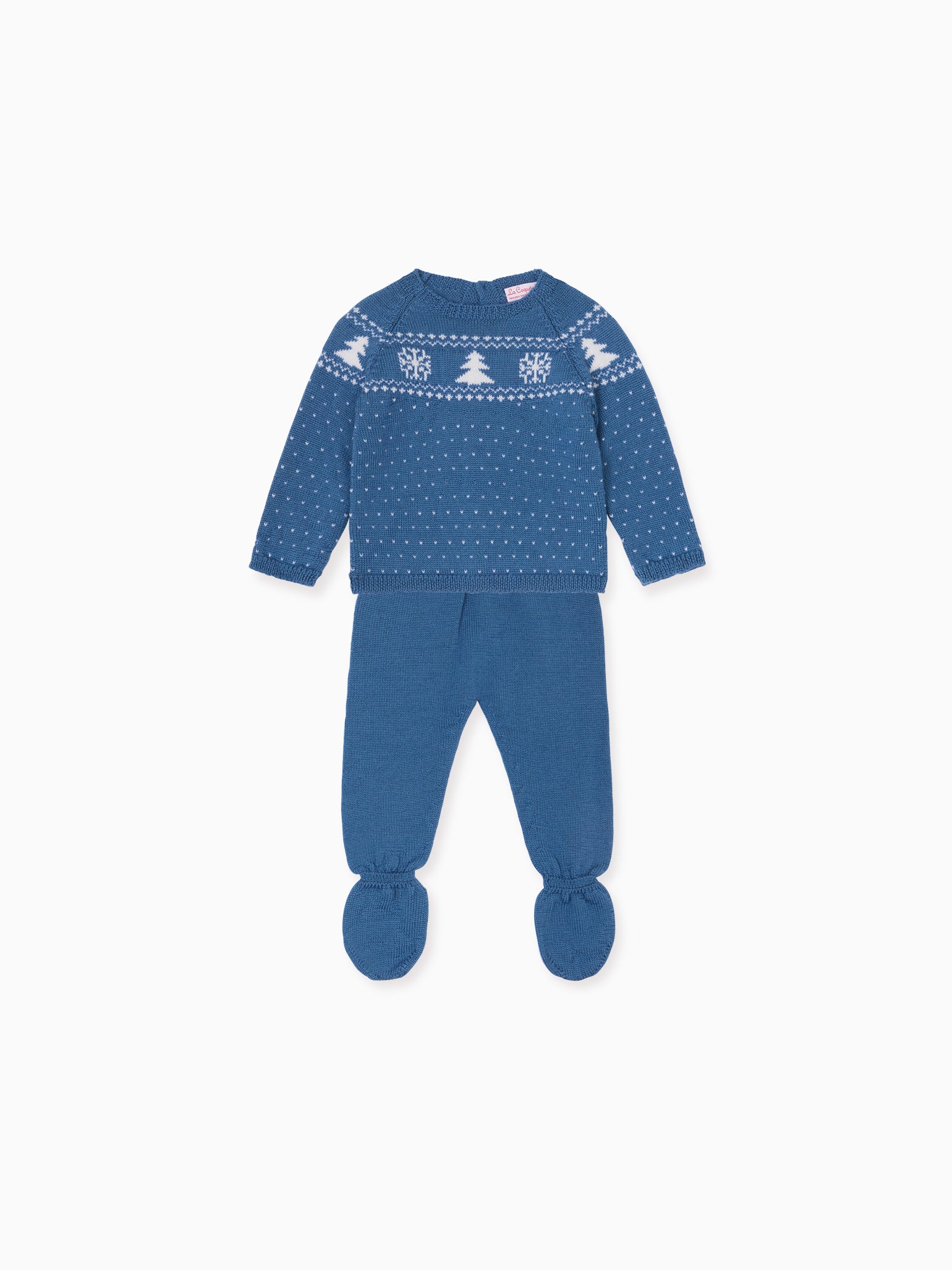 Petrol Blue Vincente Merino Christmas Baby Knitted Set