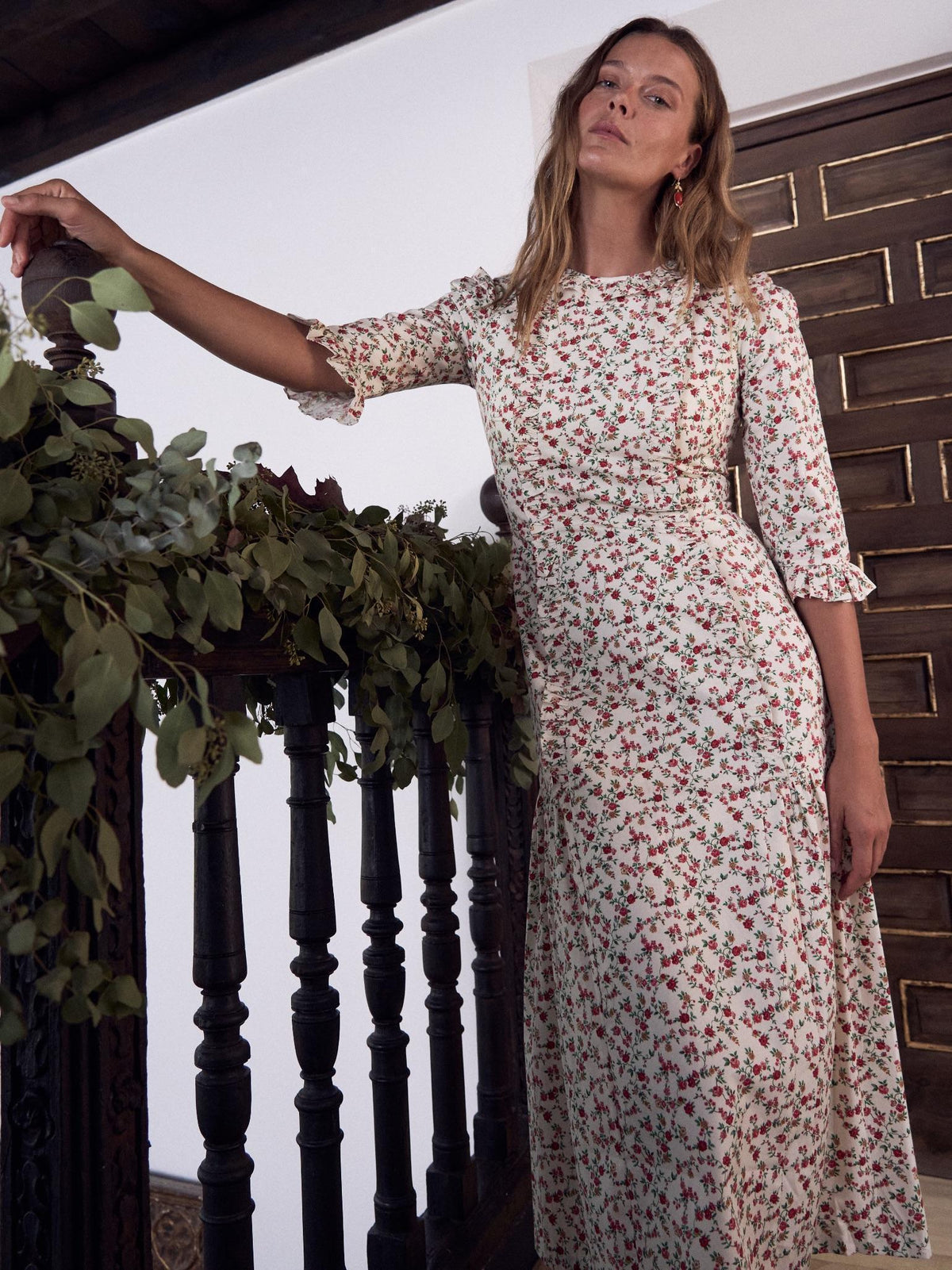 Ivory Floral Violeta Women Long Dress