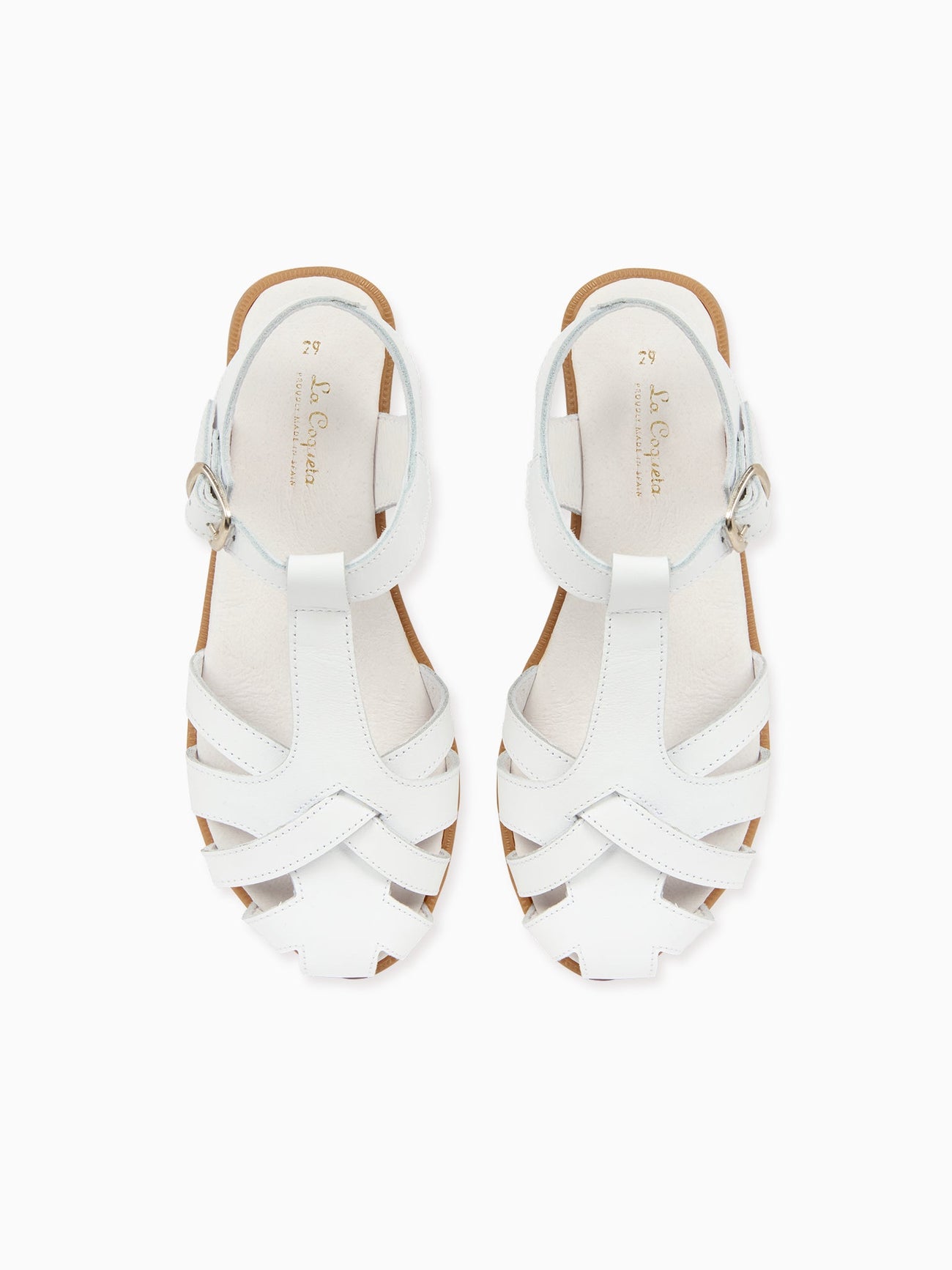 White Sofia Leather Girl Sandals