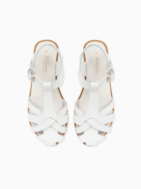 White Sofia Leather Girl Sandals