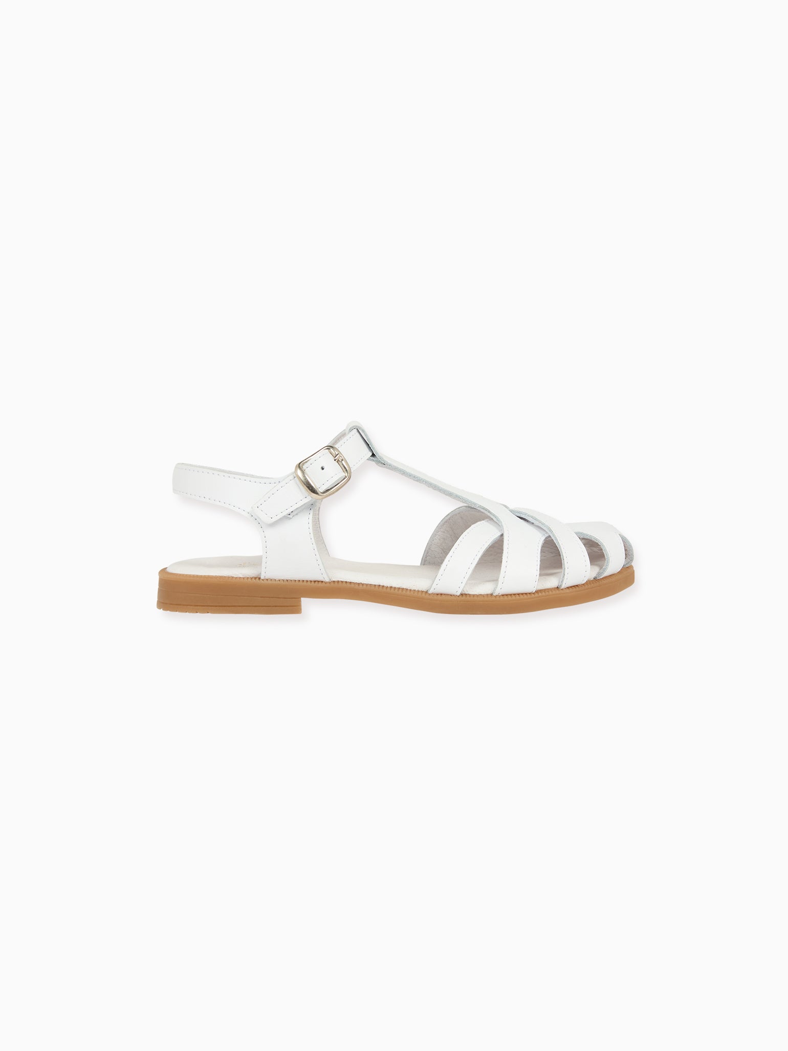 White Sofia Leather Girl Sandals