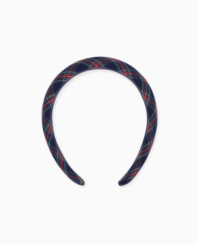 Navy Tartan Wide Girl Headband