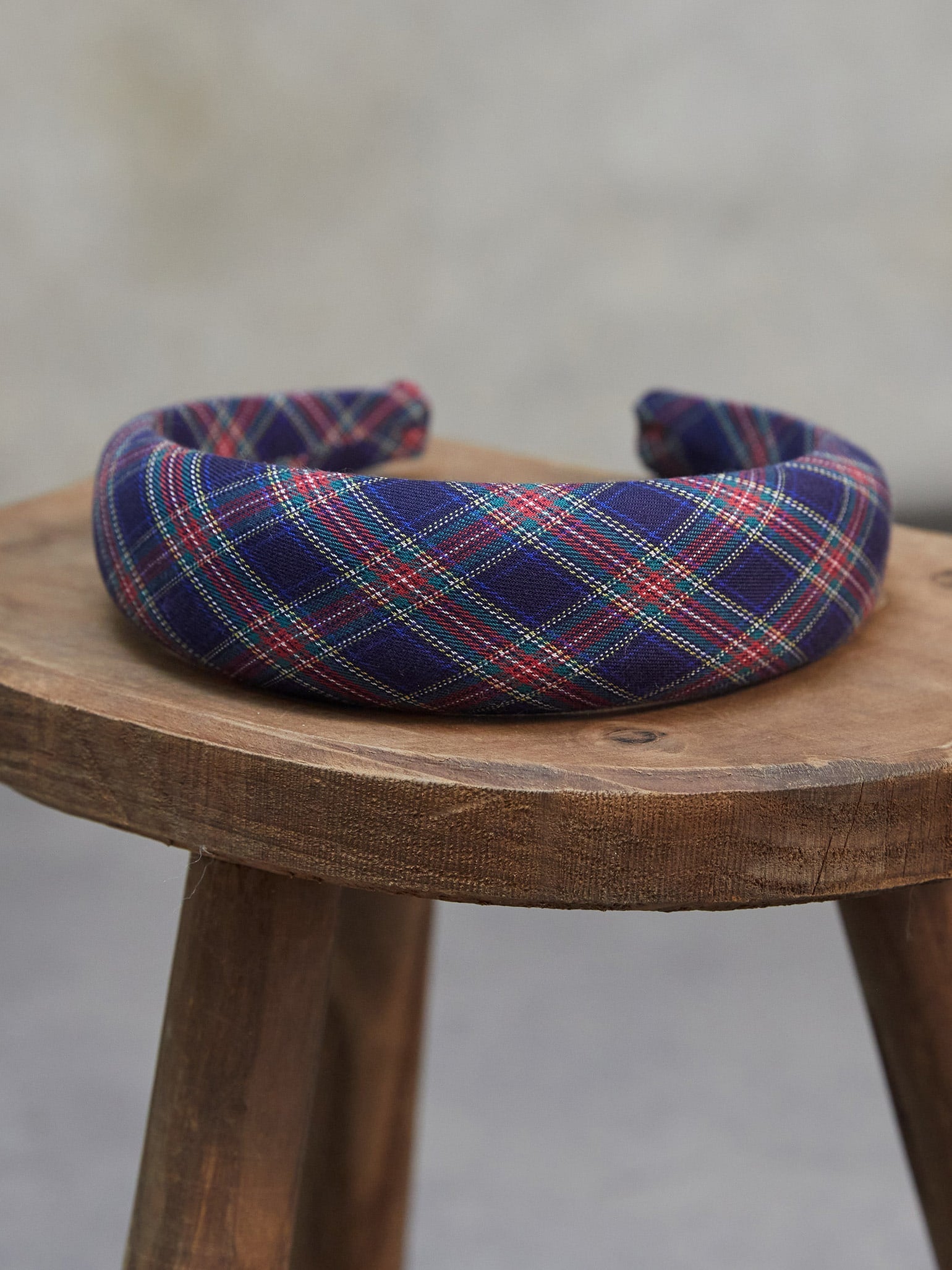 Navy Tartan Wide Girl Headband