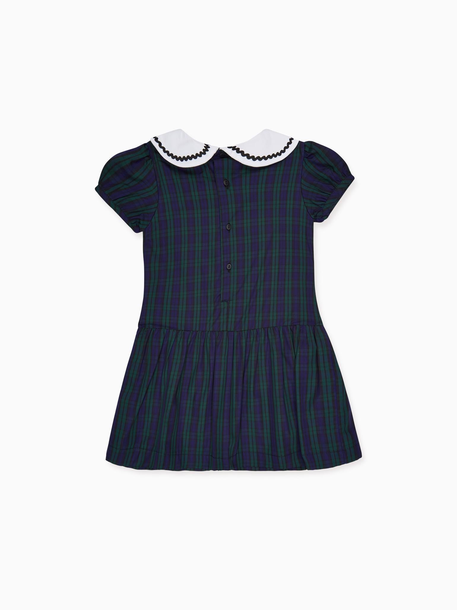 Navy Check Xana Girl Drop Waist Dress