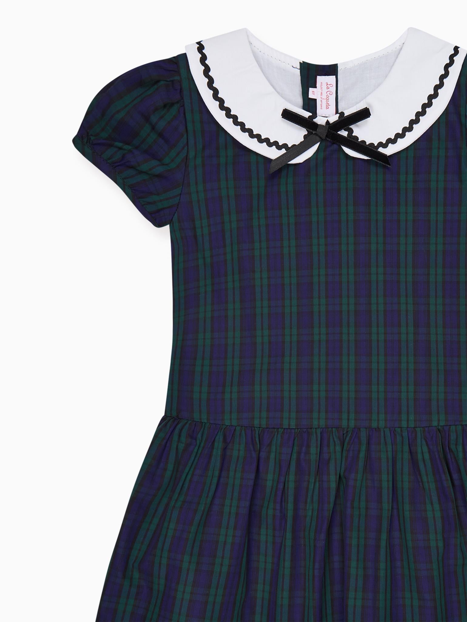 Navy Check Xana Girl Drop Waist Dress