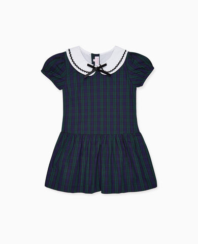 Navy Check Xana Girl Drop Waist Dress