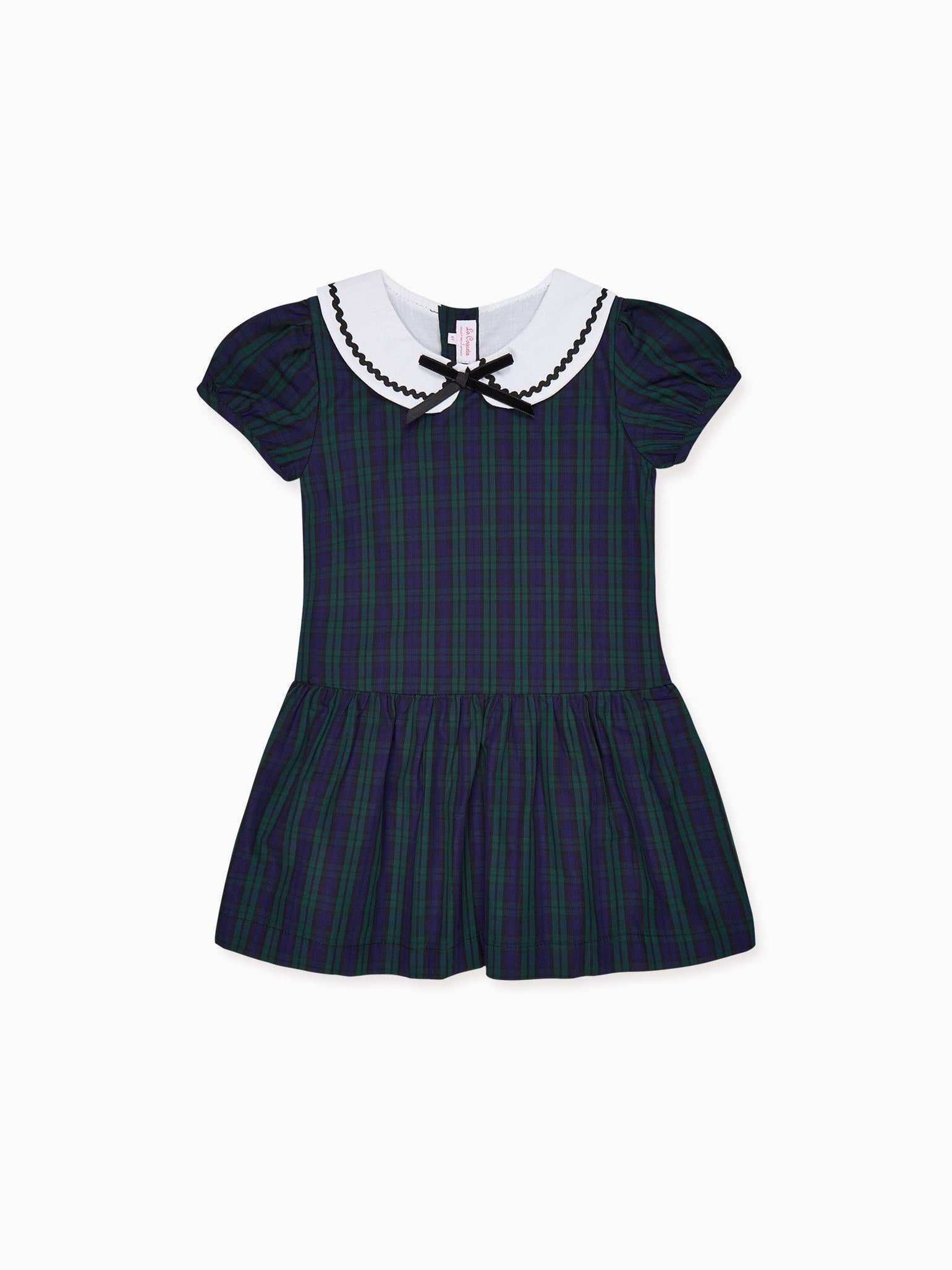 Navy Check Xana Girl Drop Waist Dress