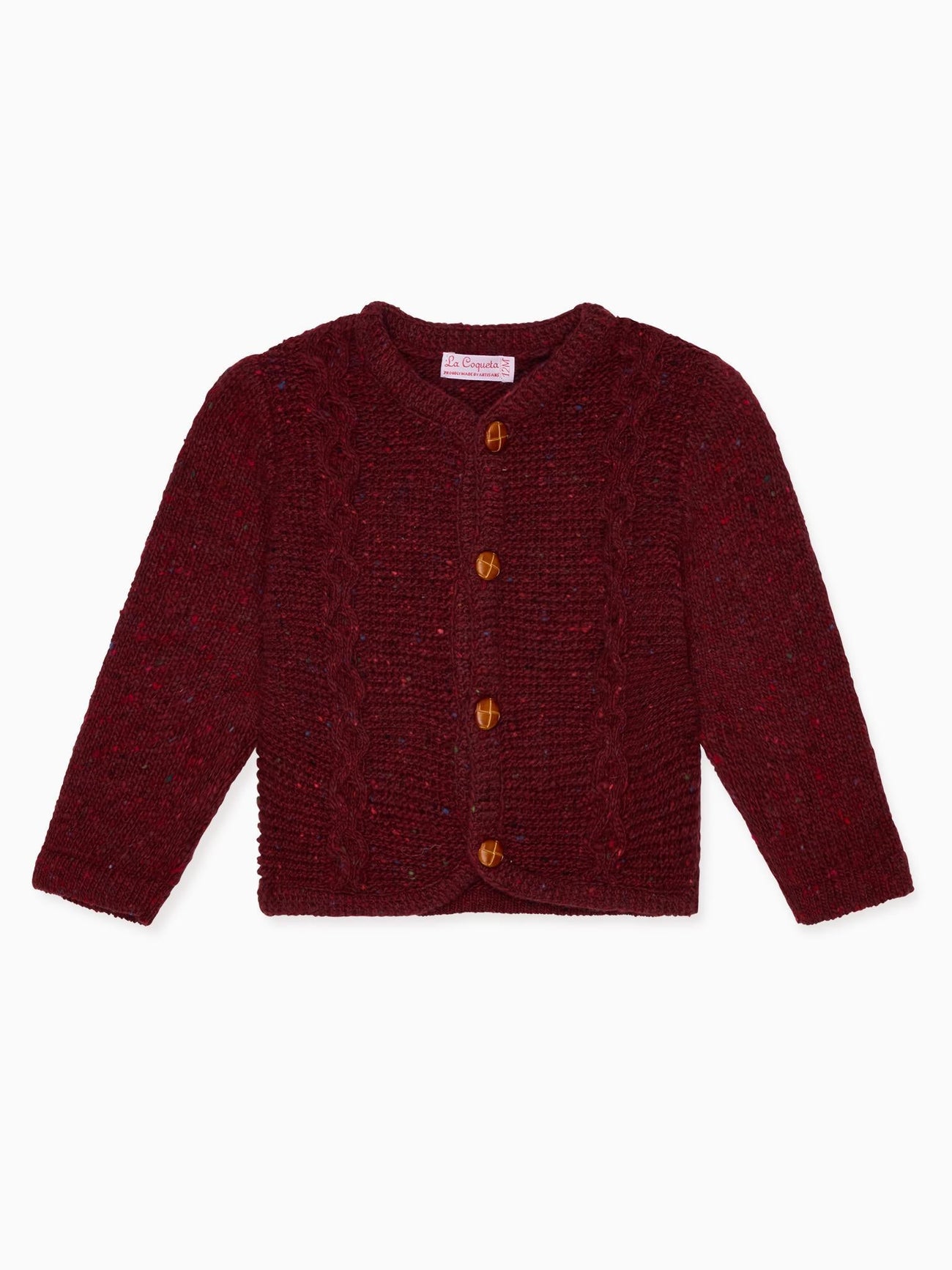 Burgundy Zas Merino Baby Cardigan