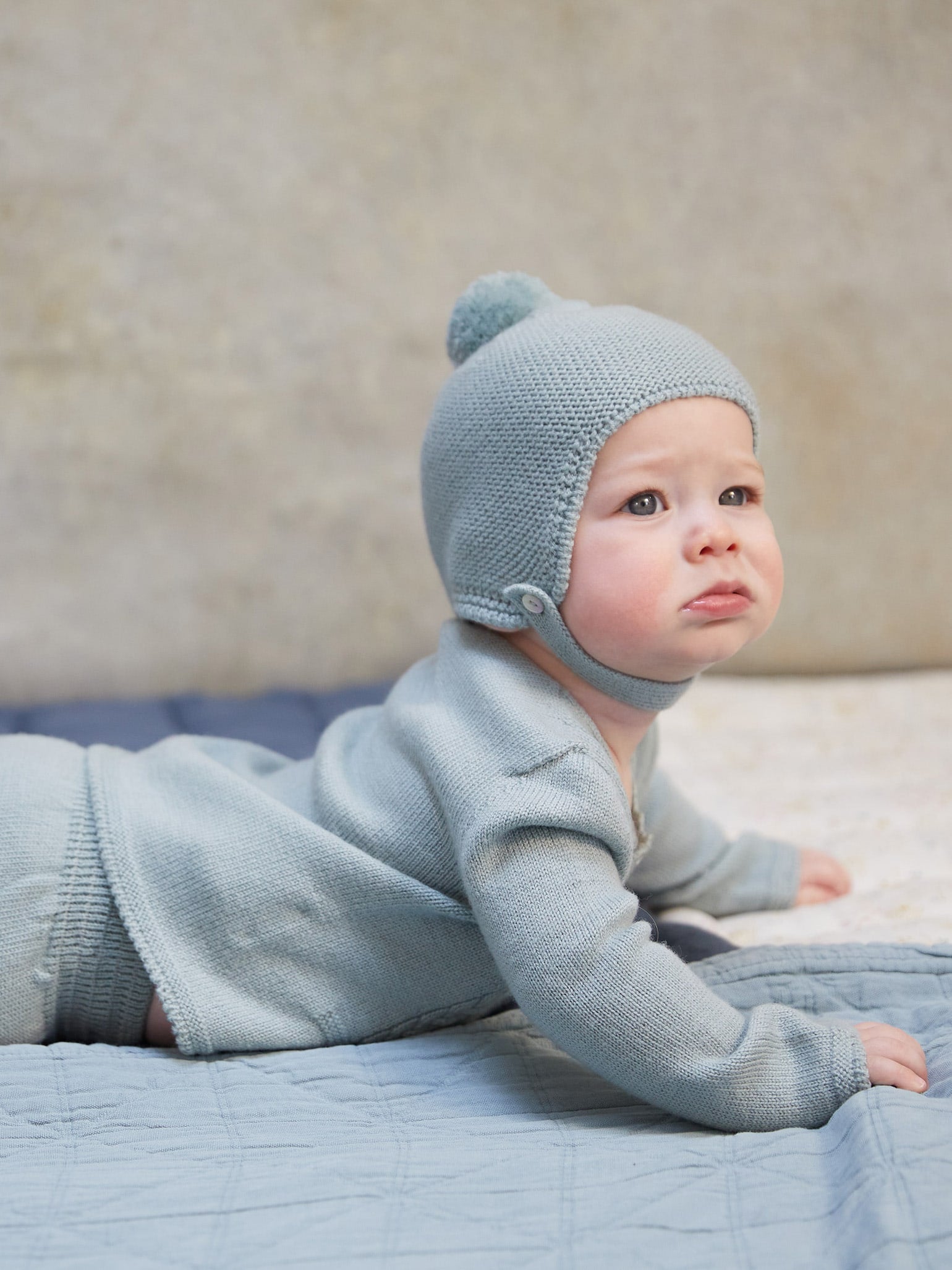 Sage Green Renta Merino Baby Bonnet