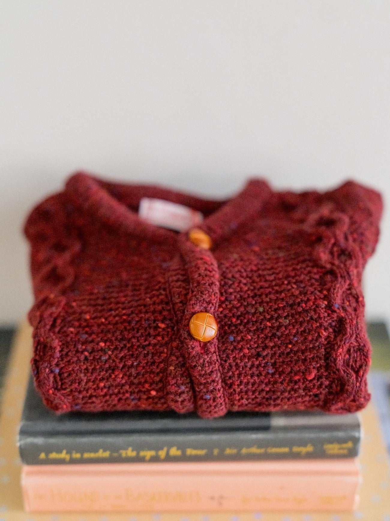 Burgundy Zas Merino Baby Cardigan