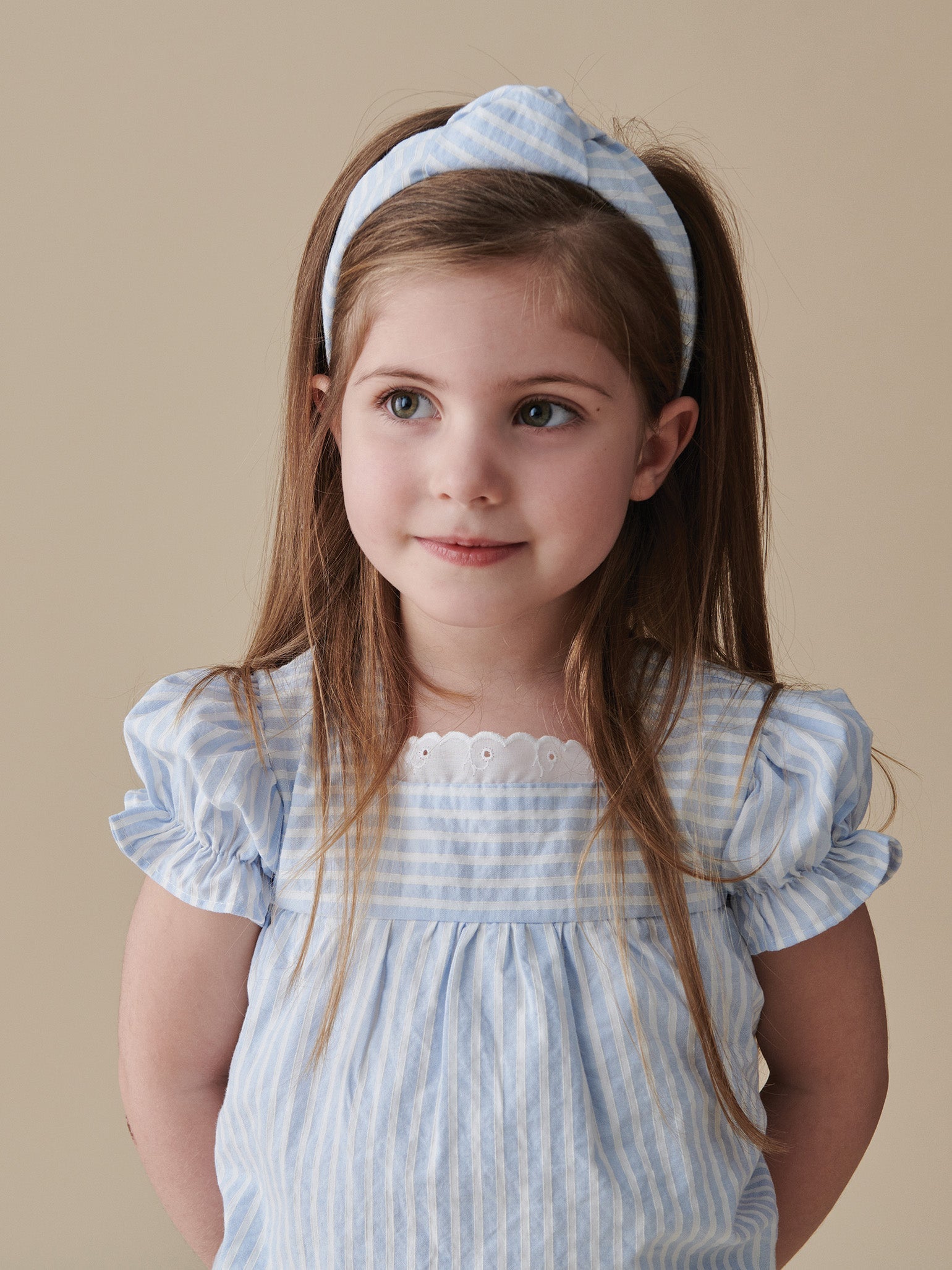 Blue Stripe Girl Top Knot Hairband