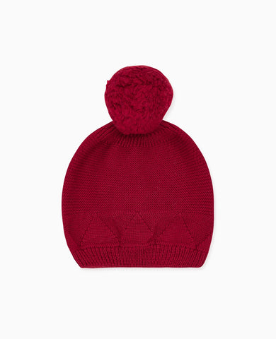 Burgundy Merino Kids Bobble Hat