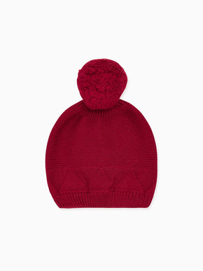 Burgundy Merino Kids Bobble Hat