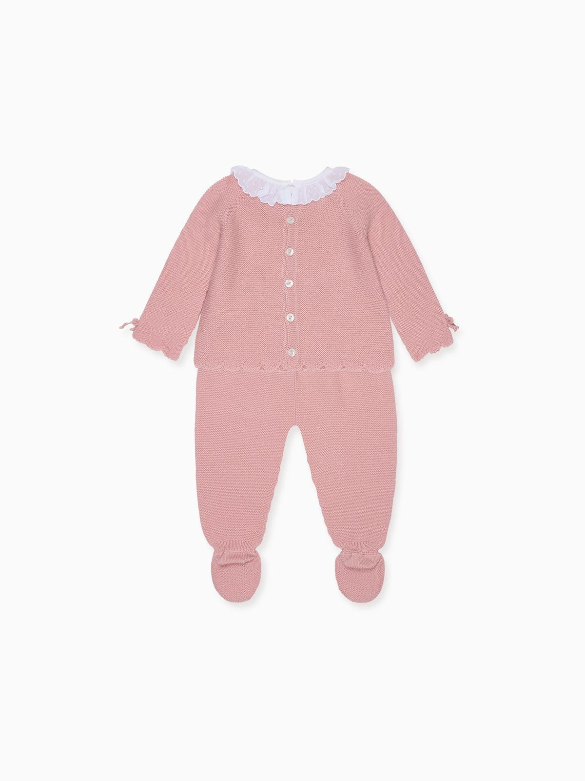 Dusty Pink Leonor Merino Baby Girl Knitted Set