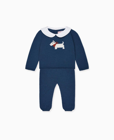 Petrol Blue Ellis Merino Baby Knitted Set
