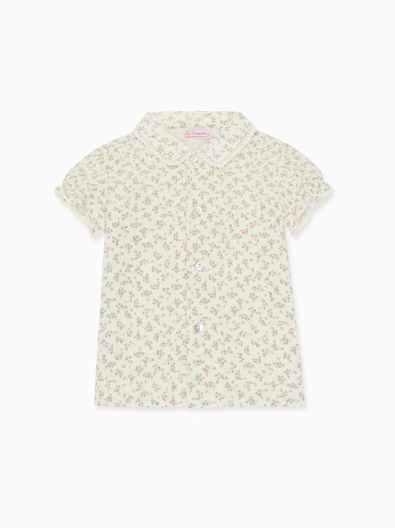 Ivory Floral Peonia Organic Cotton Baby Girl Shirt