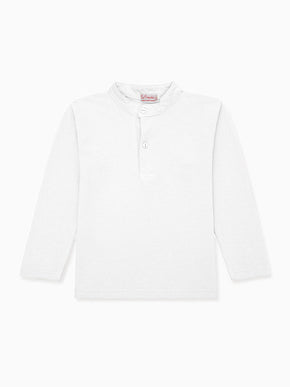 White Alcomo Long Sleeve Boy Polo Shirt