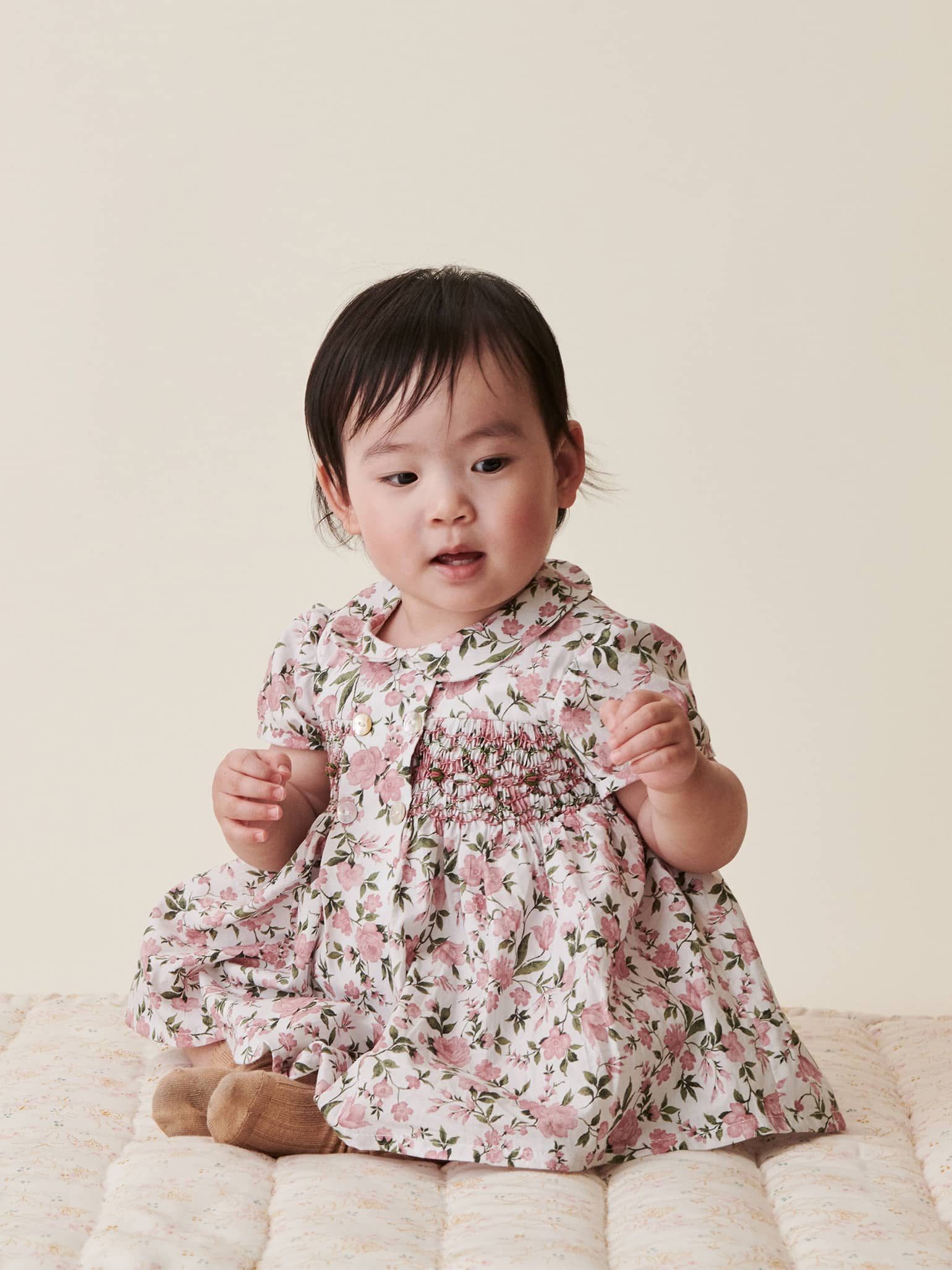 Pink Floral Arcadia Baby Smock Set