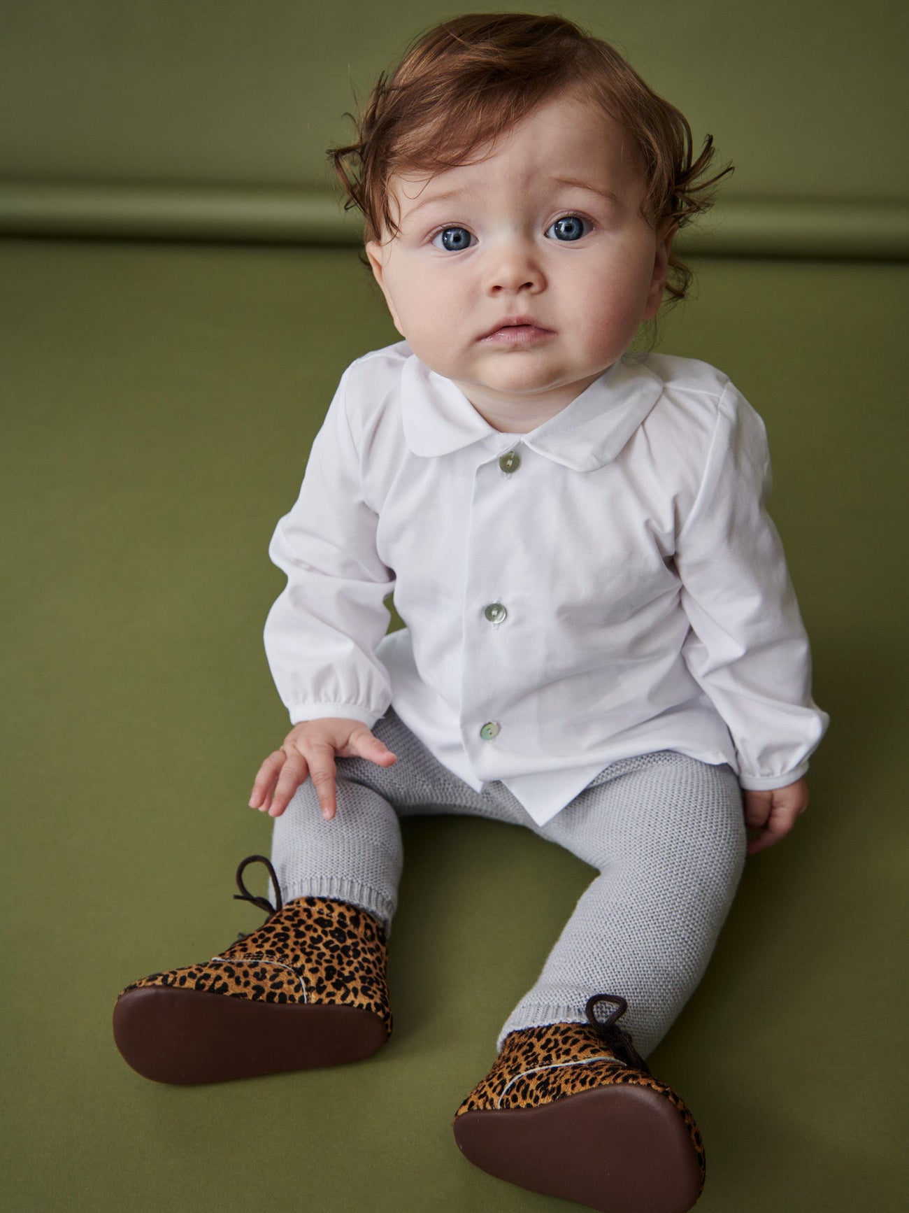 Leopard Leather Baby Booties