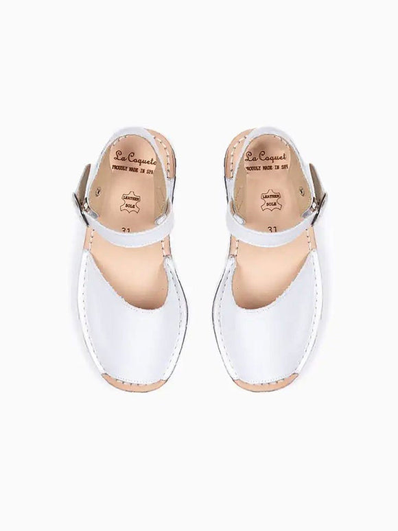 White Avarca Leather Kids Sandals